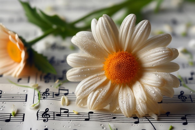 花のセレナード デイジーは音楽の音符に囲まれて 芸術的なアレンジメントのシート