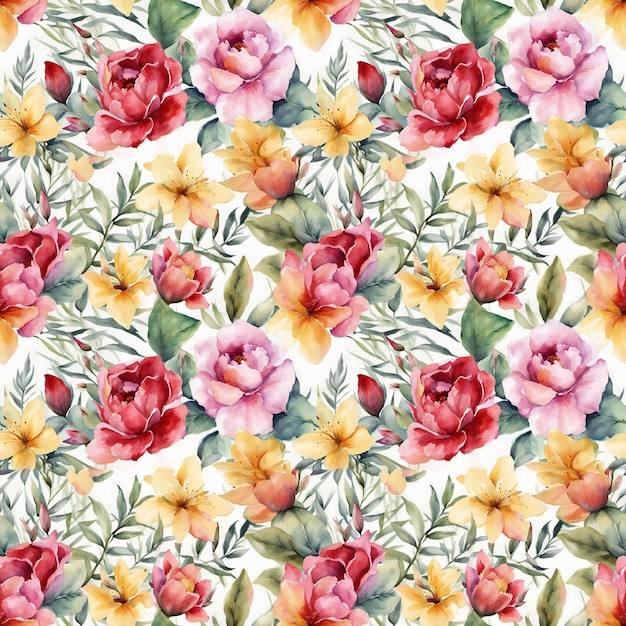 Floral shape watercolor seamless pattern