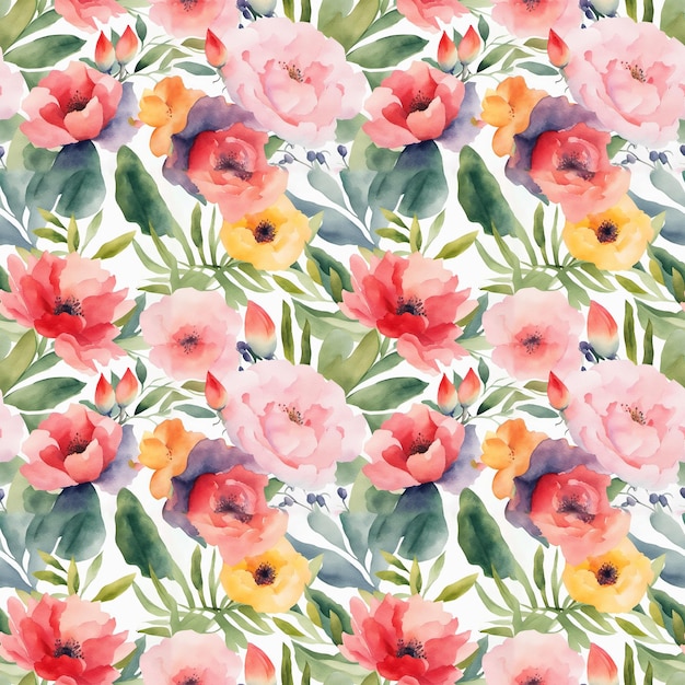 Floral shape watercolor seamless pattern