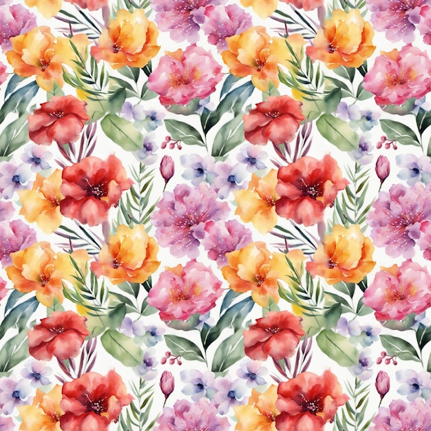 Floral shape watercolor seamless pattern