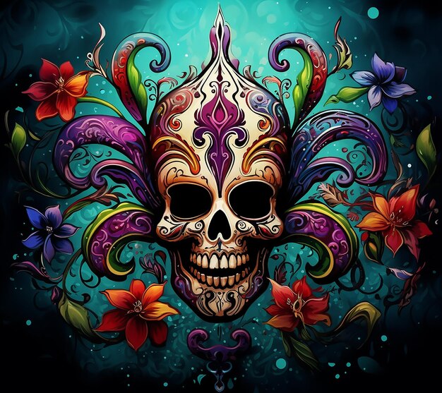 Floral skull monstar vector illustration image background wallpaper images