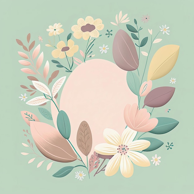 Floral spring or summer card template with space for text