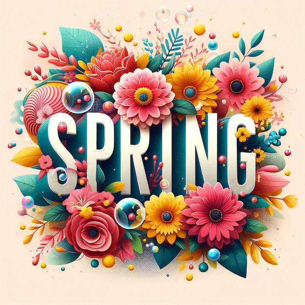 Photo floral spring text design