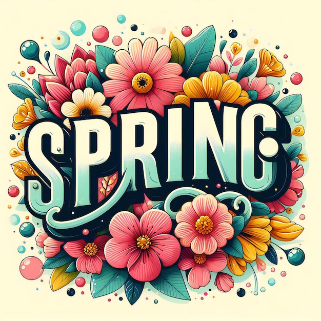 Photo floral spring text design