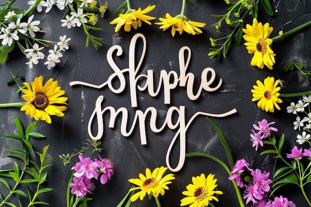 Photo floral spring wallpaper with greeting