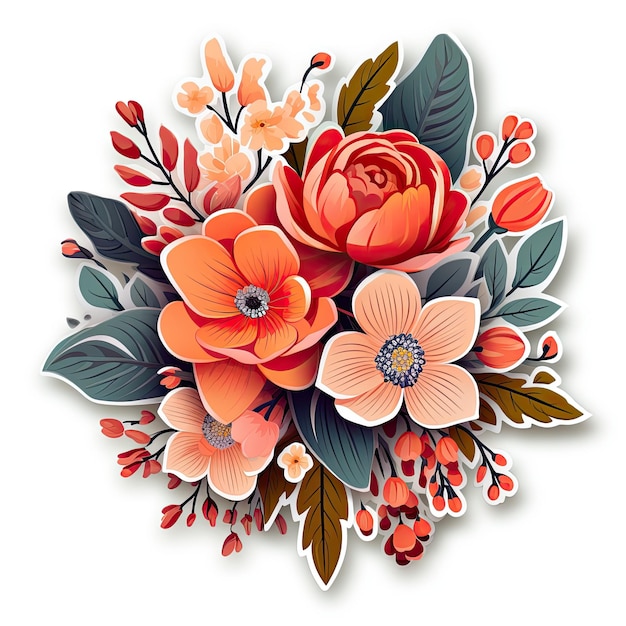 floral sticker no white background