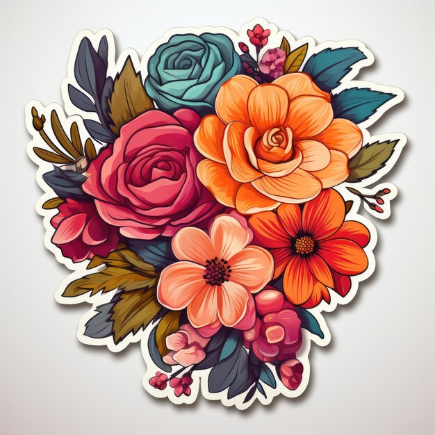 floral sticker no white background