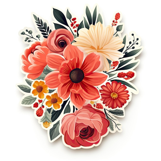 Photo floral sticker no white background