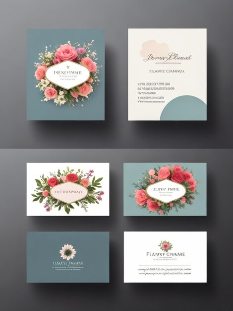 Photo floral style business card template vector