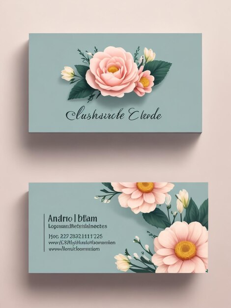 Photo floral style business card template vector