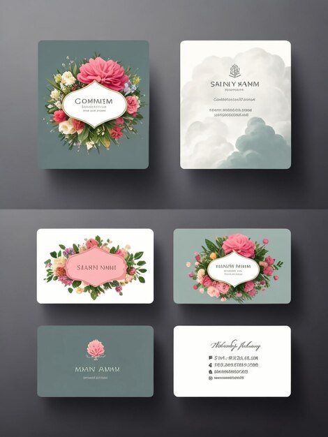 Photo floral style business card template vector