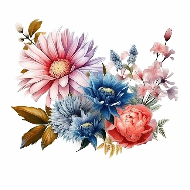 Floral Symphony A Pack of Beautiful Flower Elements Generative AI