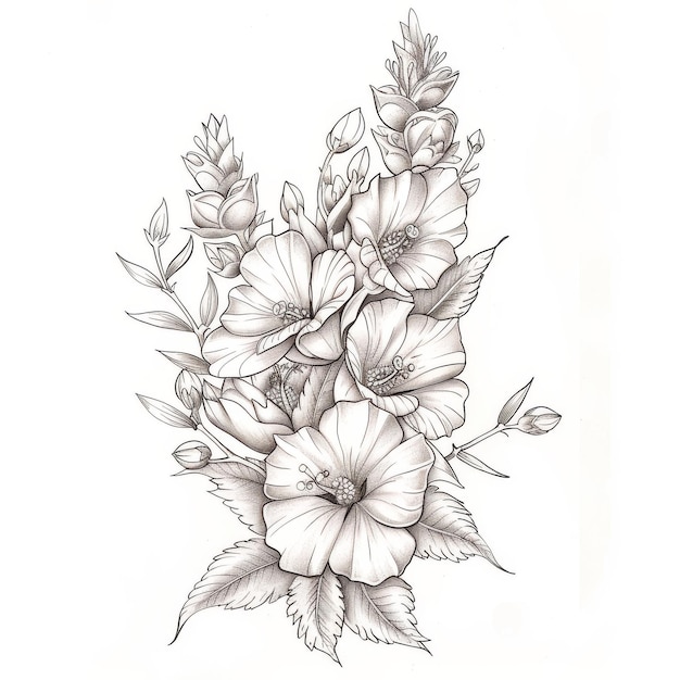 Photo a floral tattoo coloring page