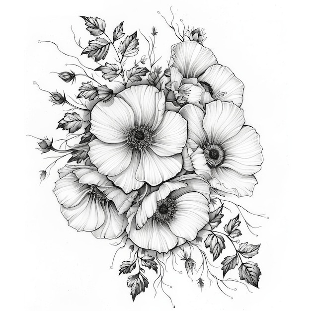 Photo a floral tattoo coloring page