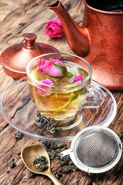 Floral tea with tea rose