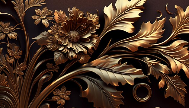 Floral Texture Golden Color