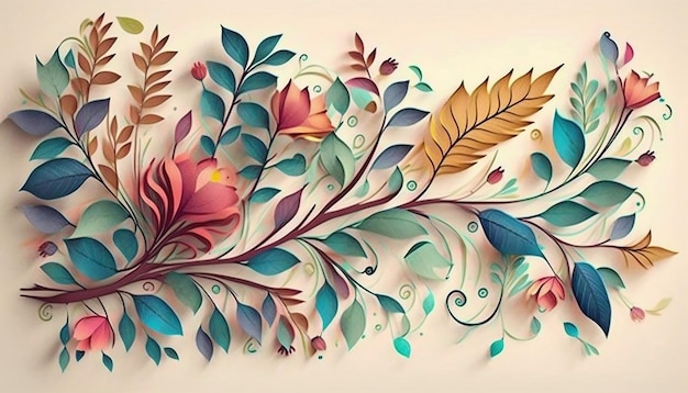 Floral theme featuring a paper cut design of flowers Generative AI