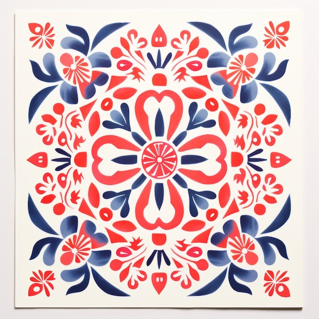 Дизайн цветочной плитки, вдохновленный Паулой Шер, слияние доколумбового искусства и бумажных вырезов