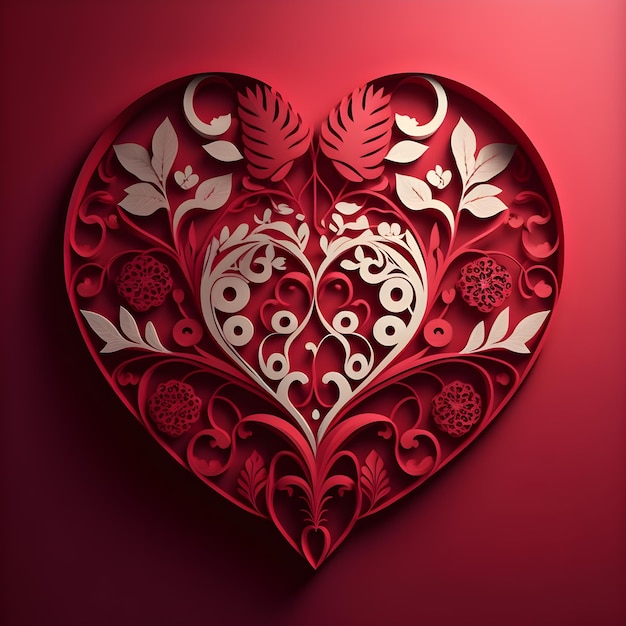 Floral Valentines Day Heart Illustration