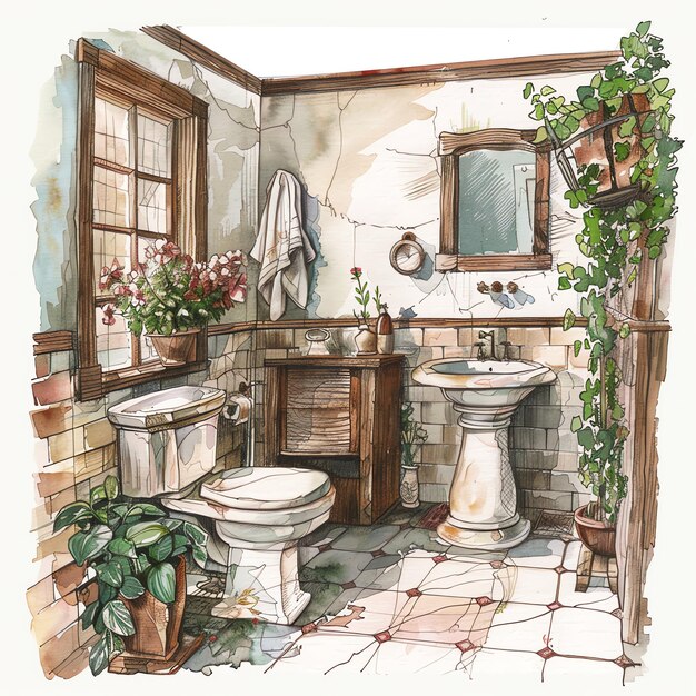 Photo floral victorian restroom cottagecore simple living