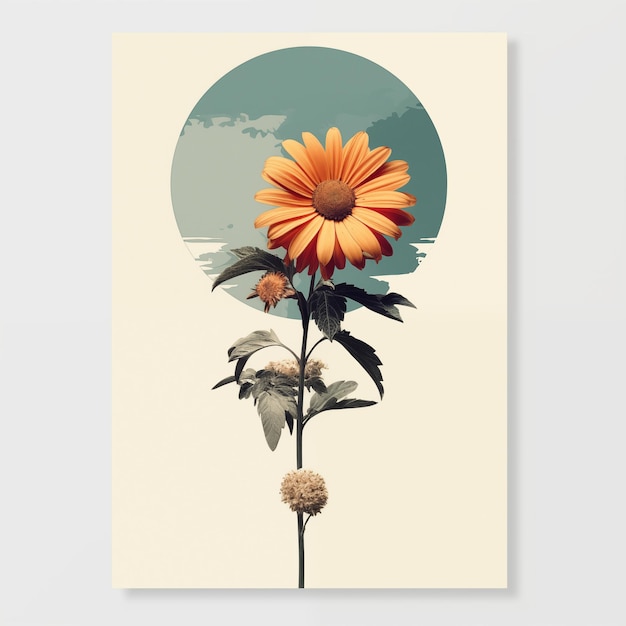 Photo floral vintage collage design of cards posters banners in retro style creative art