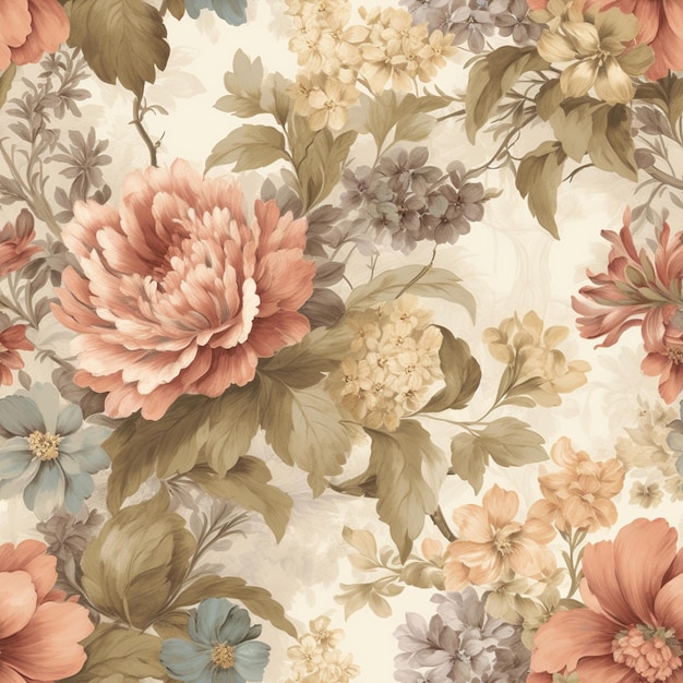 A floral wallpaper that is printed with a flower pattern.