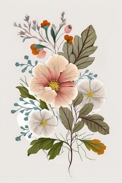 A floral wallpaper with a bunch of flowers on it