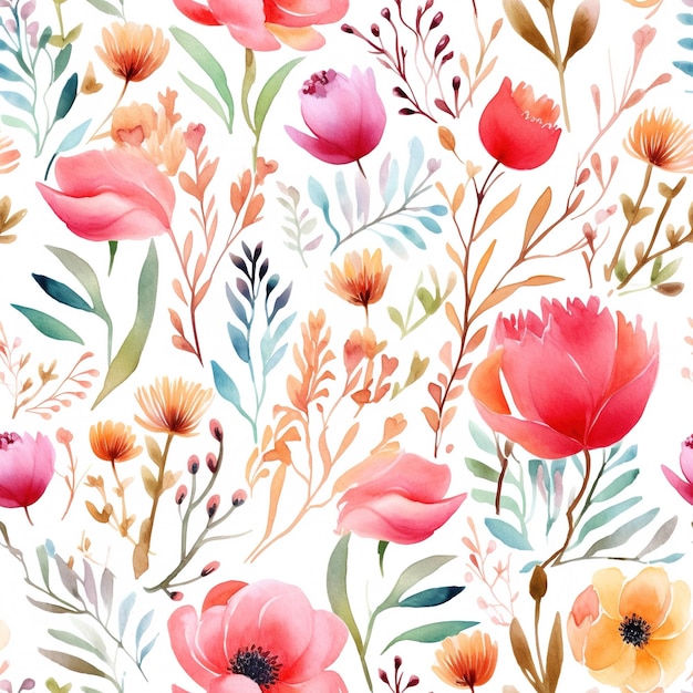 a floral wallpaper with different flowers and leaves