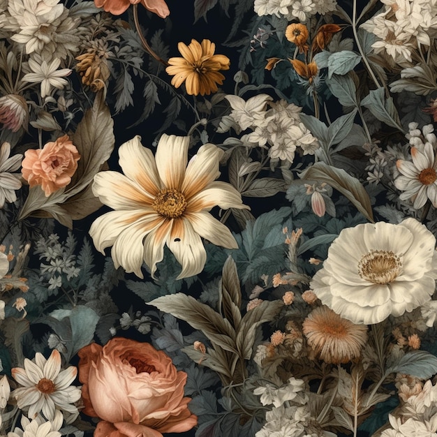 A floral wallpaper with a floral pattern.