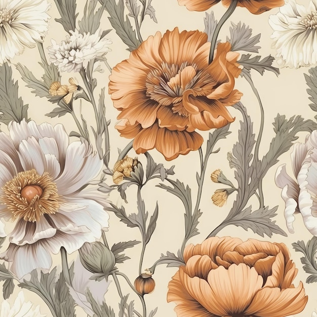 A floral wallpaper with a flower pattern.