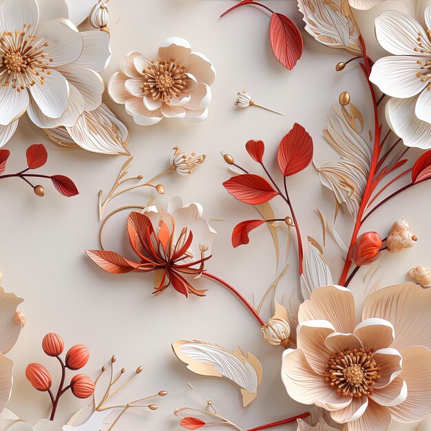 a floral wallpaper with flowers and leaves