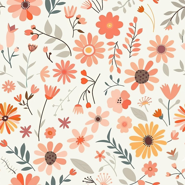 a floral wallpaper with flowers and leaves