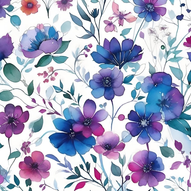 A floral wallpaper with flowers and leaves