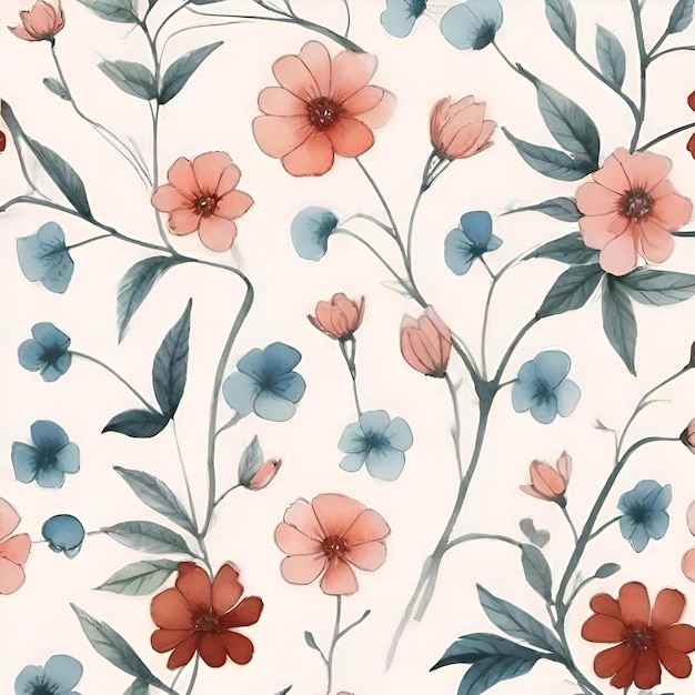 A floral wallpaper with flowers and leaves