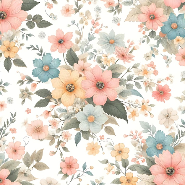 a floral wallpaper with flowers and leaves