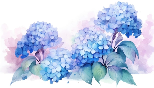 Floral Watercolor Background Hydrangea Flowers