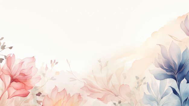 Photo floral watercolor background illustration with flowers and leaves generative ai