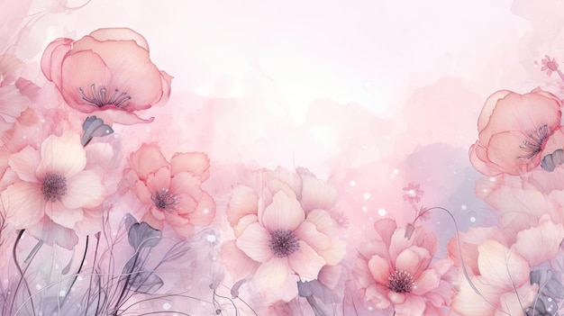 Floral watercolor background with soft pink hues