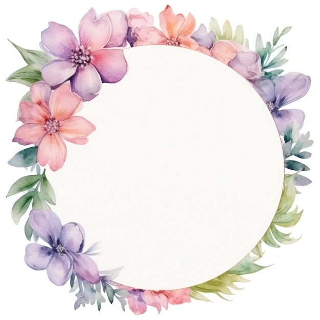 Floral watercolor frame Illustration Generative AIxD