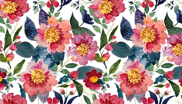 Photo floral watercolor seamless pattern