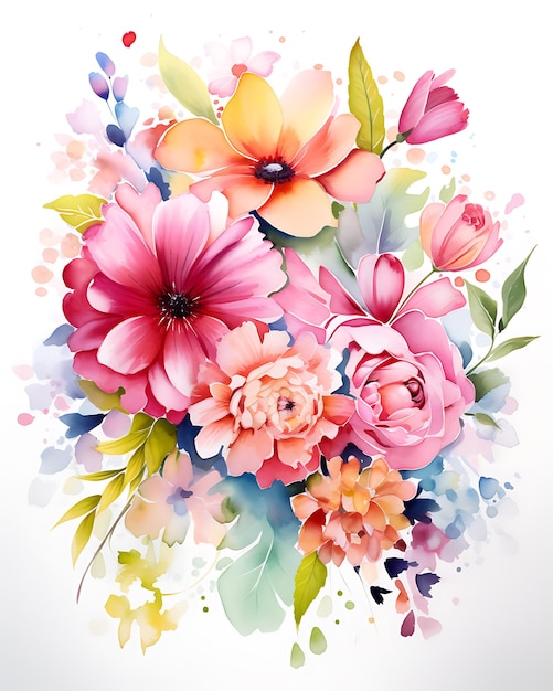 Floral watercolor on solid white background