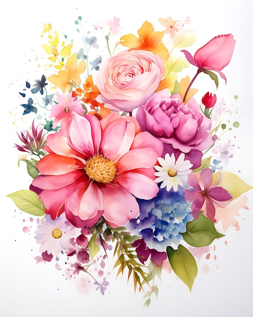 Floral watercolor on solid white background