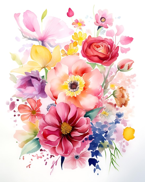 Floral watercolor on solid white background