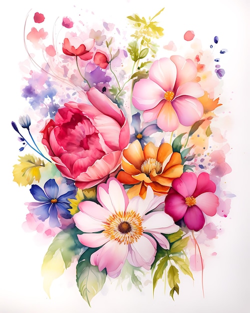 Floral watercolor on solid white background