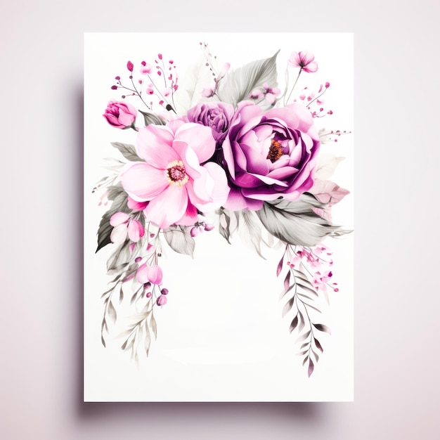 Floral wedding card Watercolor painting illustration