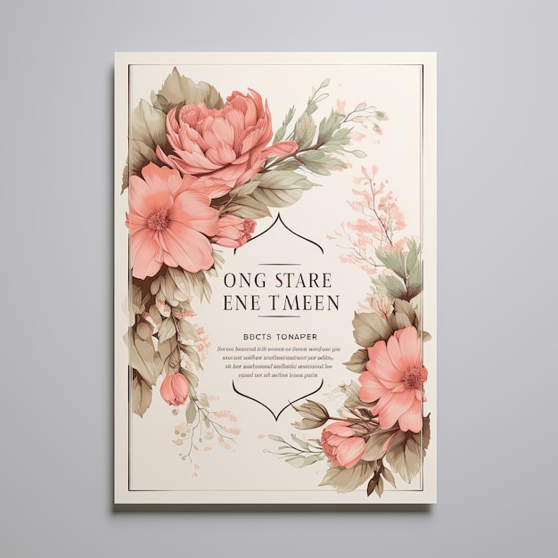 Photo floral wedding invitation design watercolor