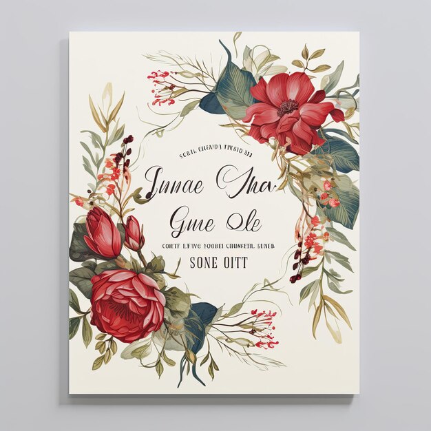 Floral wedding invitation design watercolor