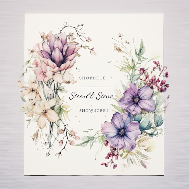 Floral wedding invitation design watercolor