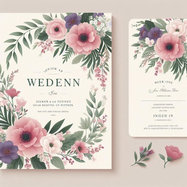 Photo floral wedding invitation templates