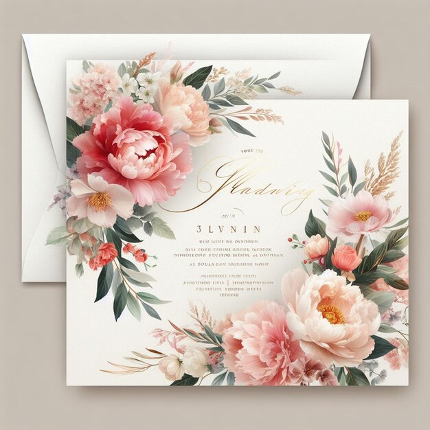 花の結婚式の招待状のテンプレート